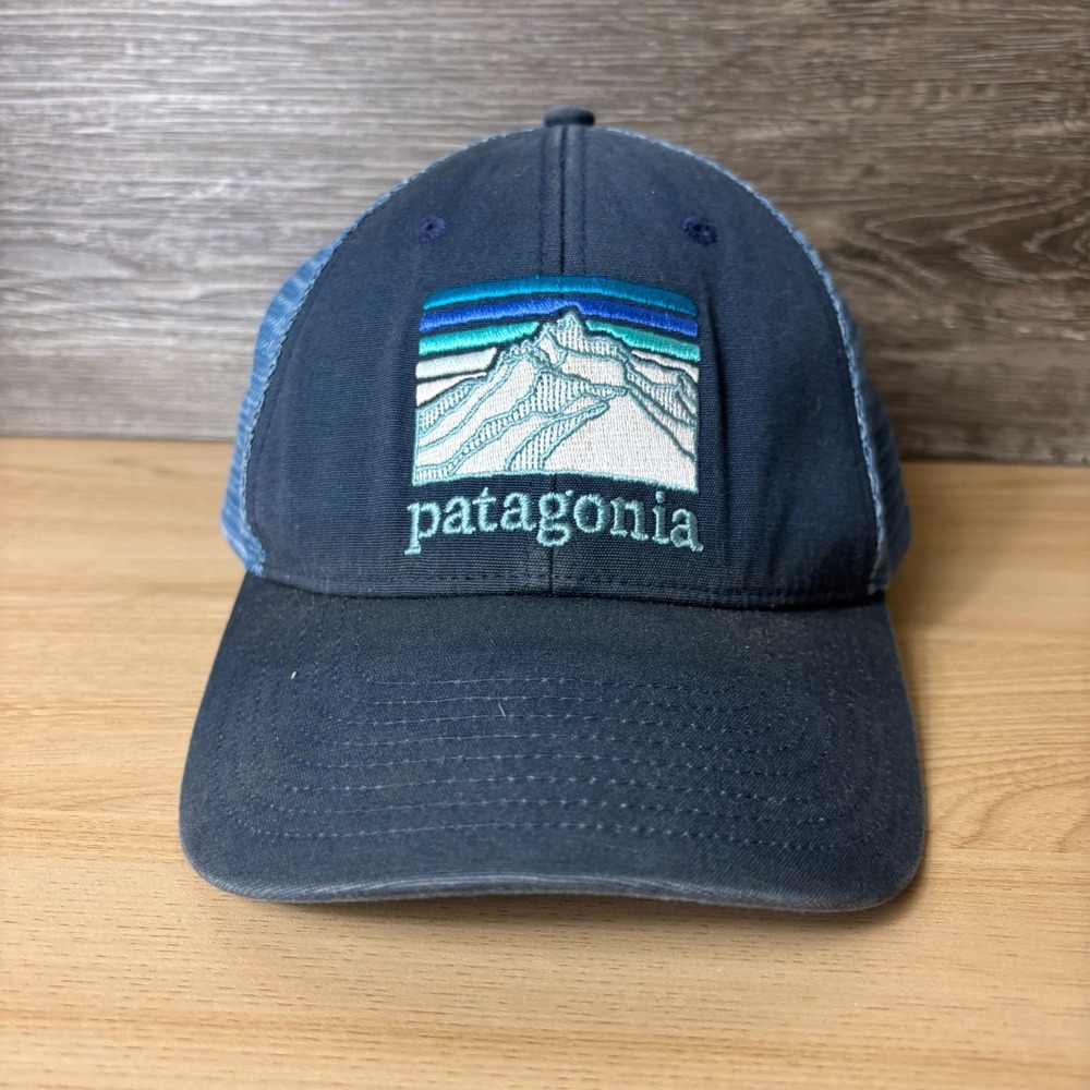 Patagonia Hat Cap Snap Back Blue Trucker Faded Outdoors Hiking Mens